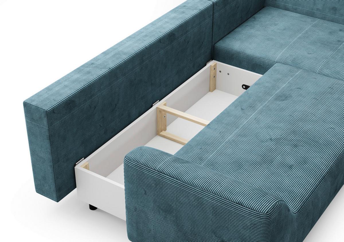 Eckschlafsofa Asolo Mintgrün S: 273x167 cm - Schwarz/Mintgrün, Design, Textil (273/167cm) - MID.YOU