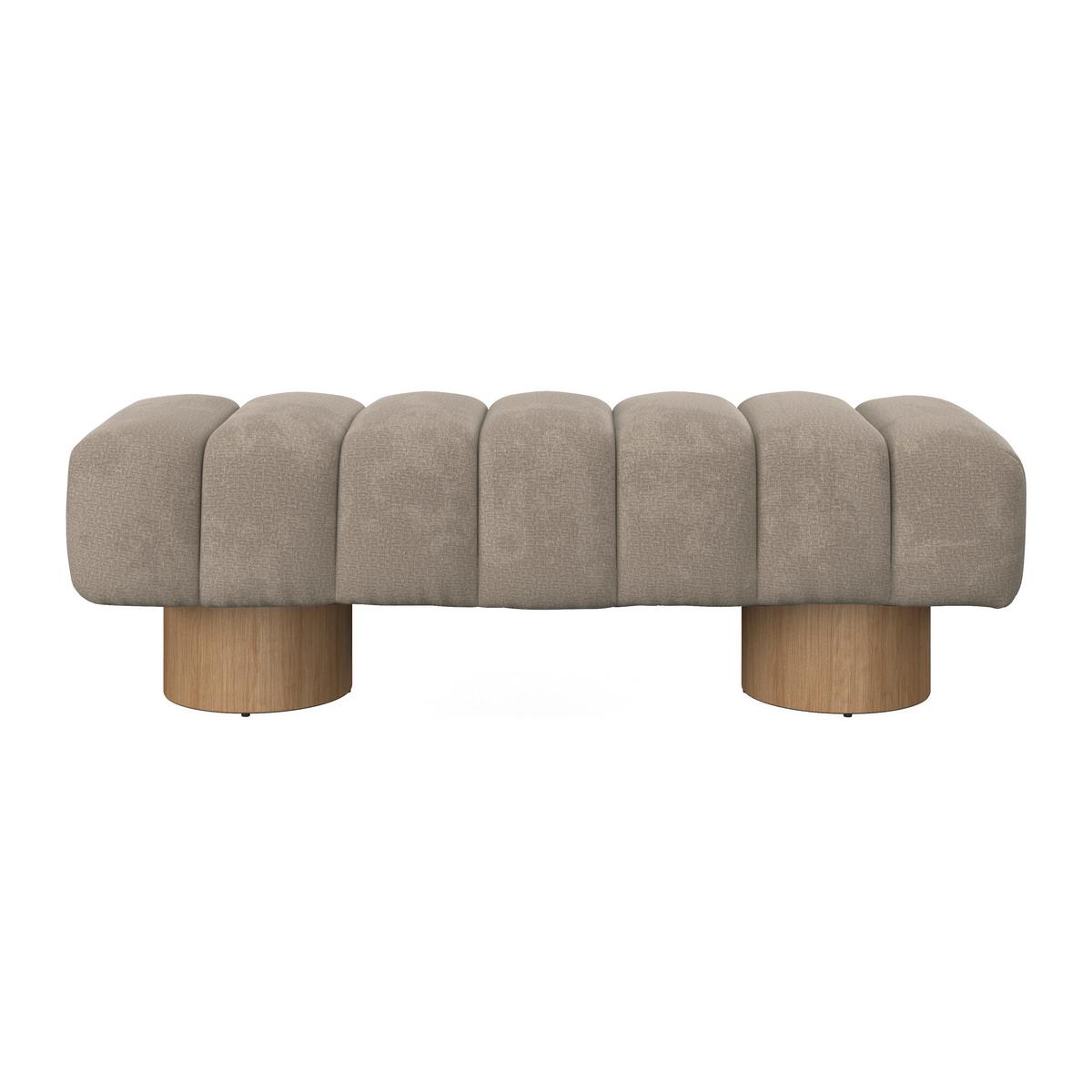 Sedací lavice ALINA, sv.hnědá žinylka, max. 240 kg - přírodní barvy/světle hnědá, Moderní, dřevo/kompozitní dřevo (140/45/45cm) - Bessagi Home