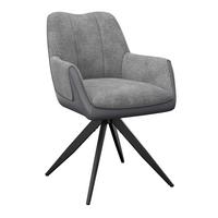 Armlehnstuhl Caro Chenille grau, B: 66cm - Schwarz/Grau, Trend, Textil/Metall (66/87/62cm)