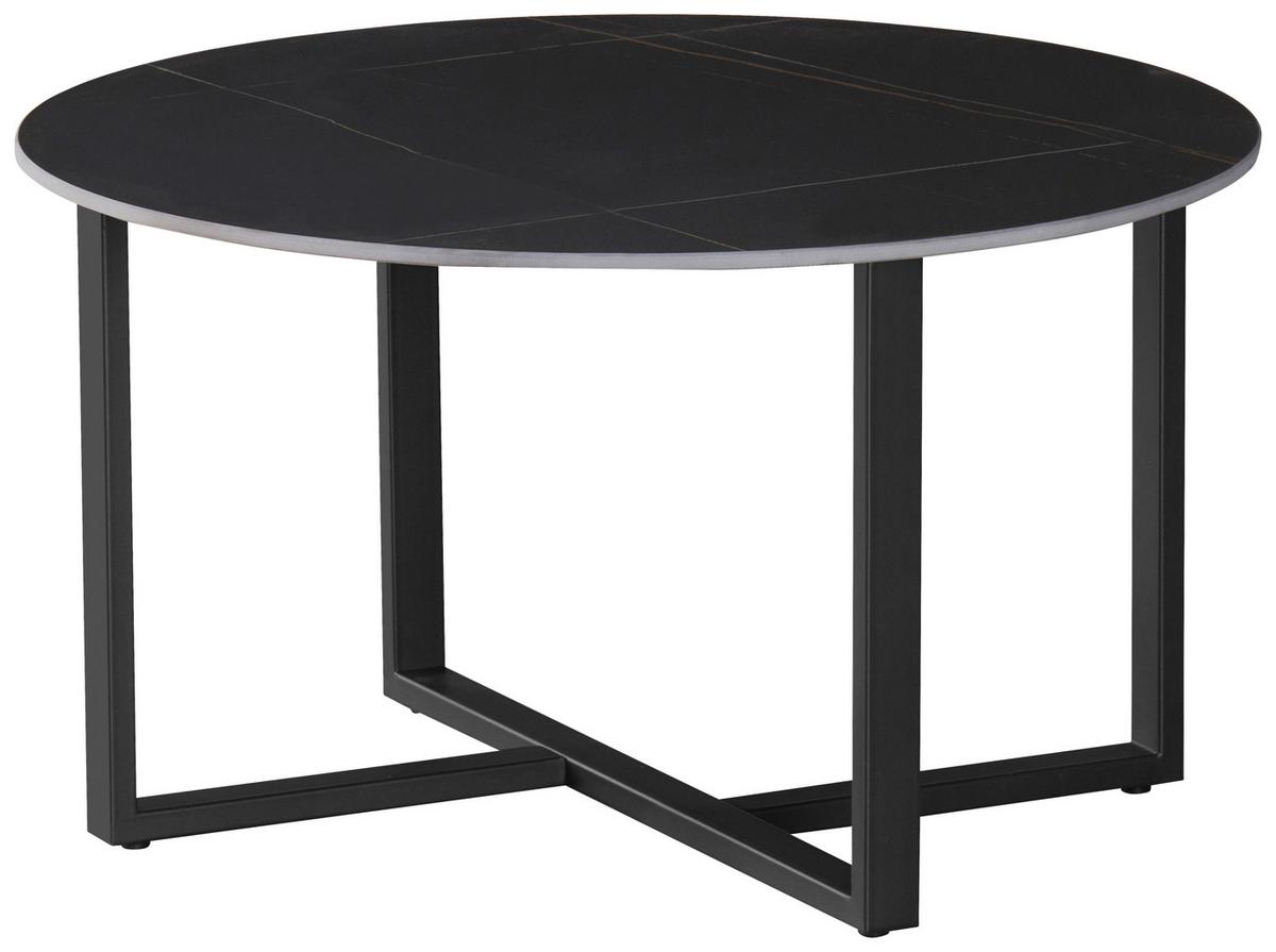Dohányzóasztal Aura - fekete, Modern, fém/kerámia (80/45/80cm)