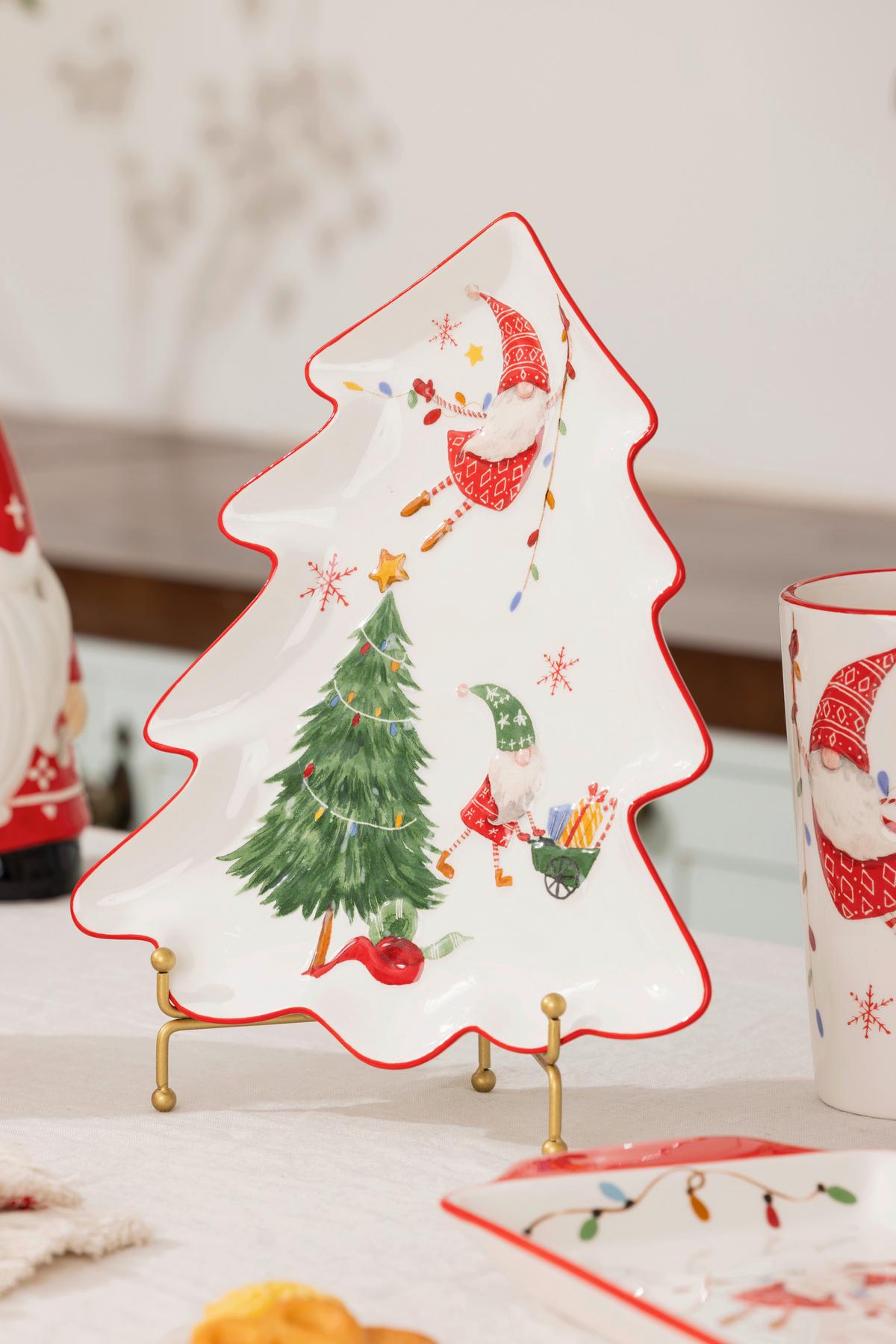 Tányér Niklas - piros/fehér, Konventionell, kerámia (26,5/23/2,5cm) - Luca Bessoni