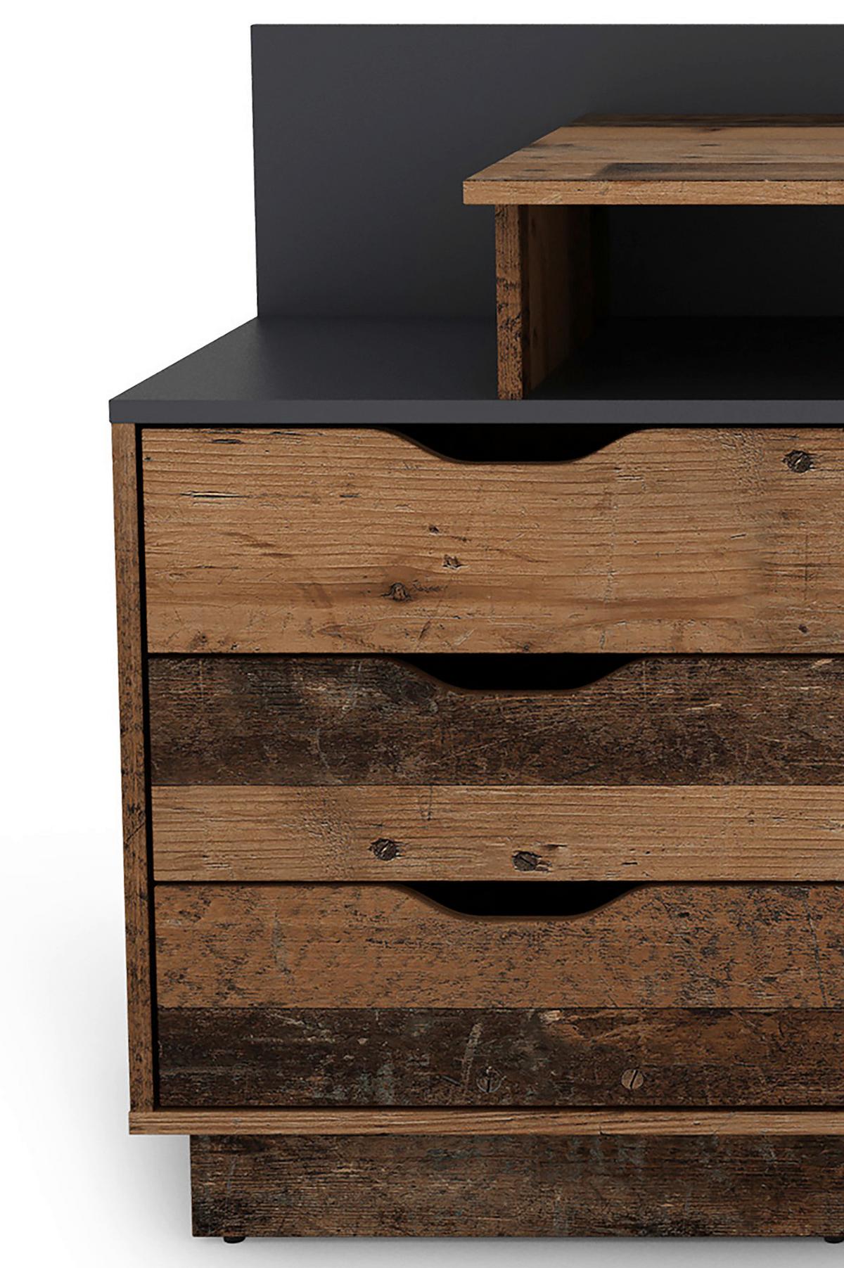 Schreibtisch Belfast - Alteiche/Anthrazit, MODERN, Holzwerkstoff (138/51,5/83,5cm) - MID.YOU