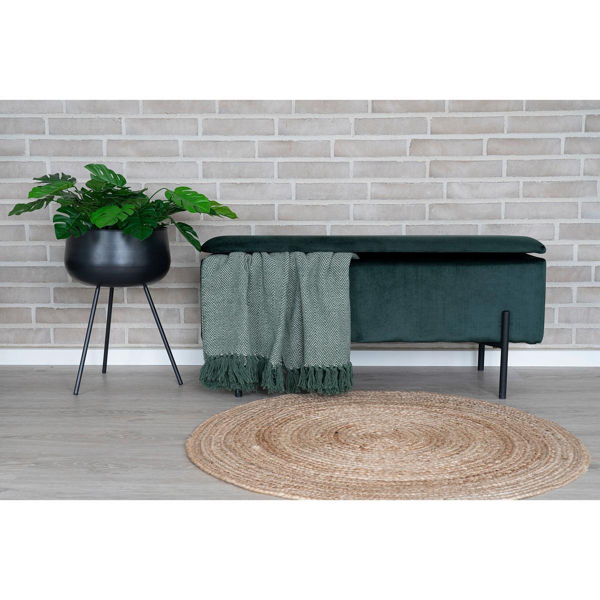 GARDEROBENBANK Watford, Dunkelgrün B: 95cm - Dunkelgrün/Schwarz, Design, Kunststoff/Textil (95/43/36,5cm) - MID.YOU