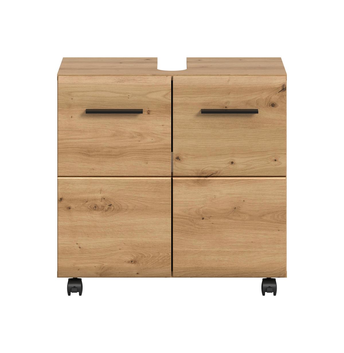 WASCHBECKENUNTERSCHRANK Ice Eiche Dekor B: 60cm - Schwarz/Eiche Artisan, Trend, Holzwerkstoff (60/58/30cm) - MID.YOU