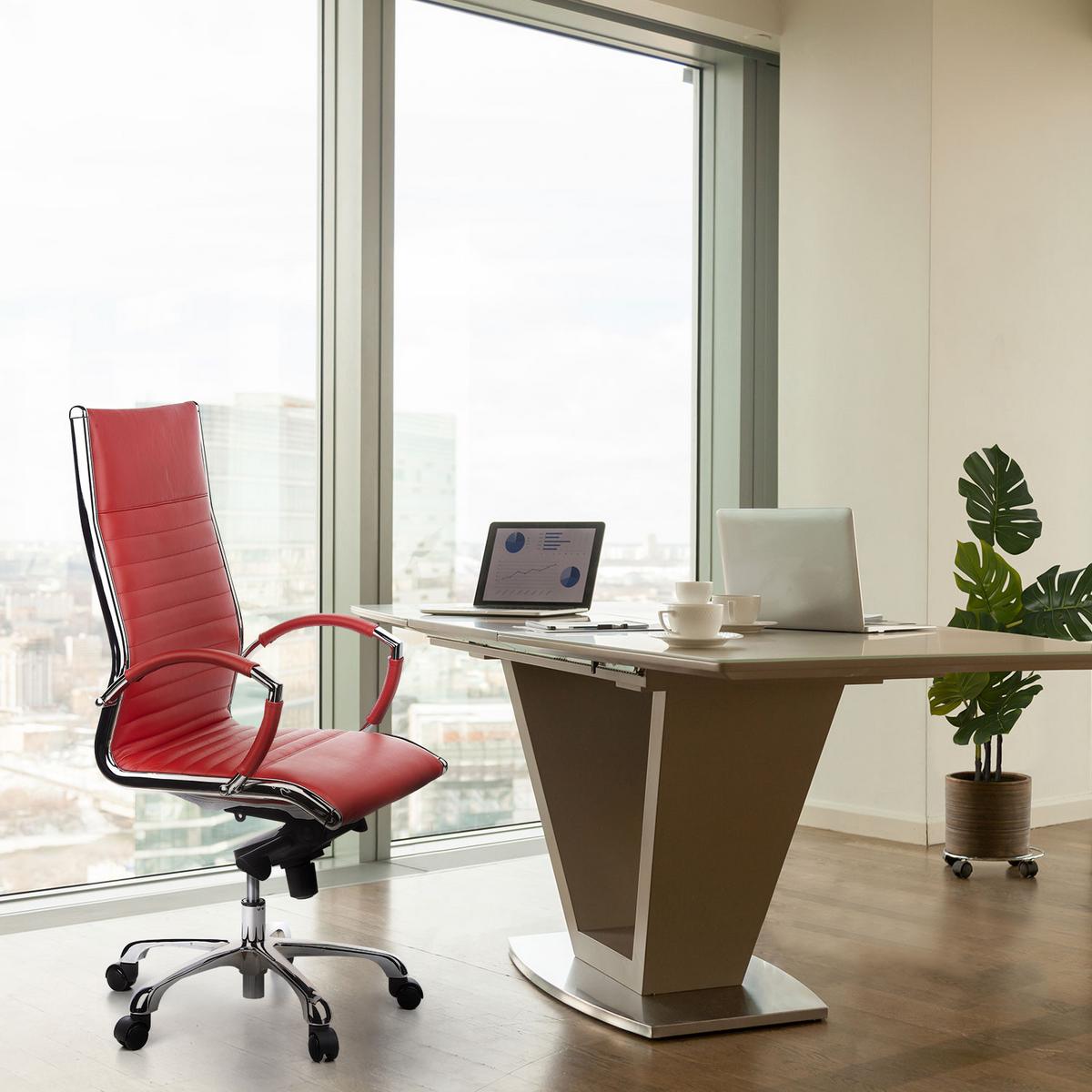 Drehstuhl Parma 20 Rot - Rot, MODERN, Leder/Kunststoff (60/125/50cm) - MID.YOU