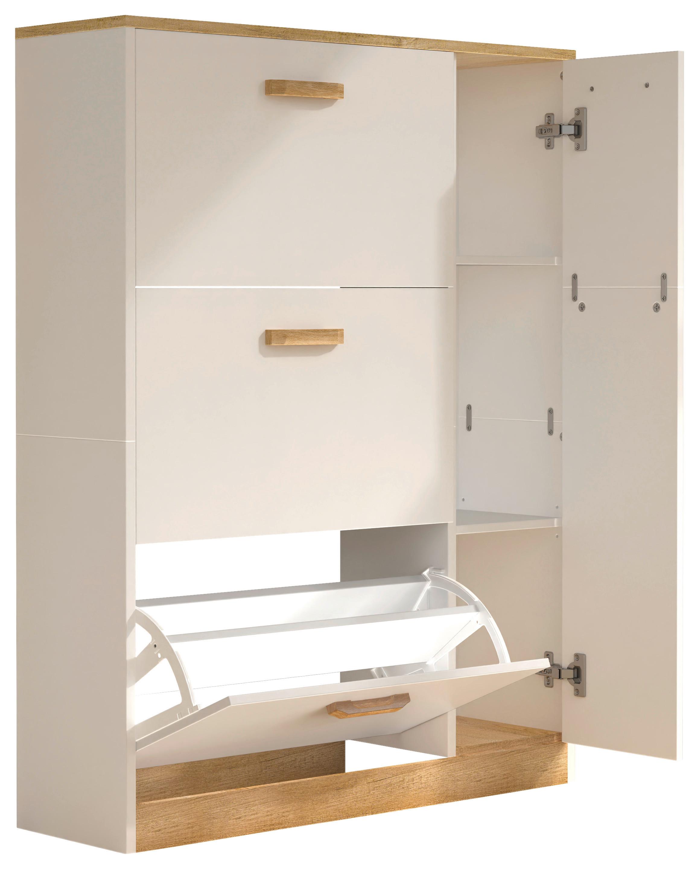 Schuhschrank Halom Weiß/honigeiche, B:80 Cm - Honigeiche/Weiß, LIFESTYLE, Holzwerkstoff (80/105/24cm) - MID.YOU