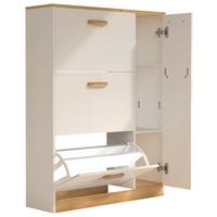 Schuhschrank Halom Weiß/Honigeiche, B:80 cm - Honigeiche/Weiß, LIFESTYLE, Holzwerkstoff (80/105/24cm) - MID.YOU