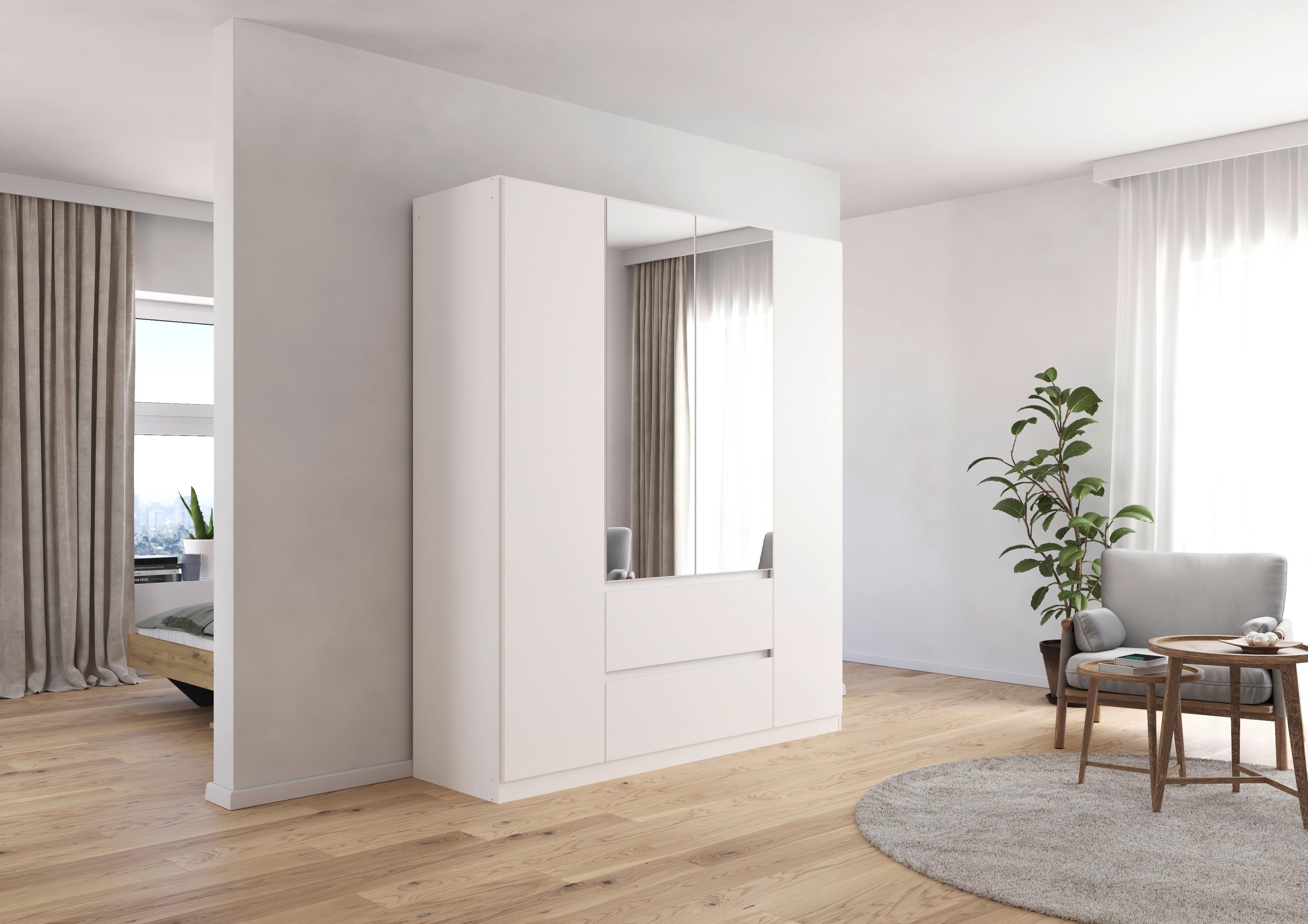 Drehtürenschrank Mainz Weiß B: 181 cm - Silberfarben/Weiß, Basics, Holzwerkstoff (181/210/54cm) - Rauch Möbel