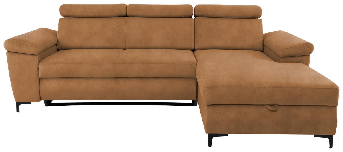 Eckschlafsofa Santi Bernsteinfarben S: 176/2578 Cm - Bernsteinfarben/Schwarz, MODERN, Textil (258/176cm) - MID.YOU