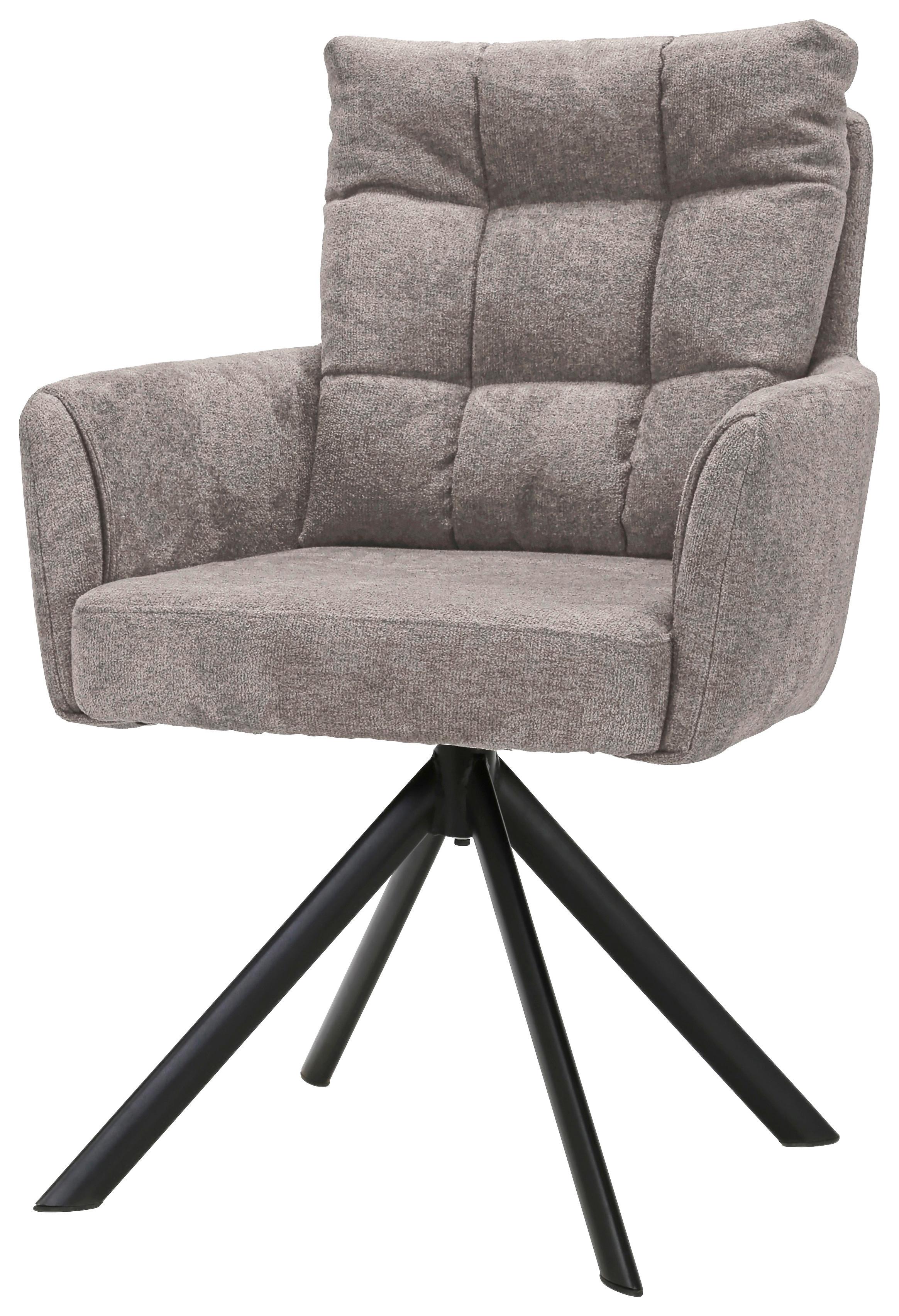 Armlehnstuhl Susan Braun Schwarz/Sitzfläche 360°drehbar - Schwarz/Braun, KONVENTIONELL, Holz/Textil (59/90/66cm)