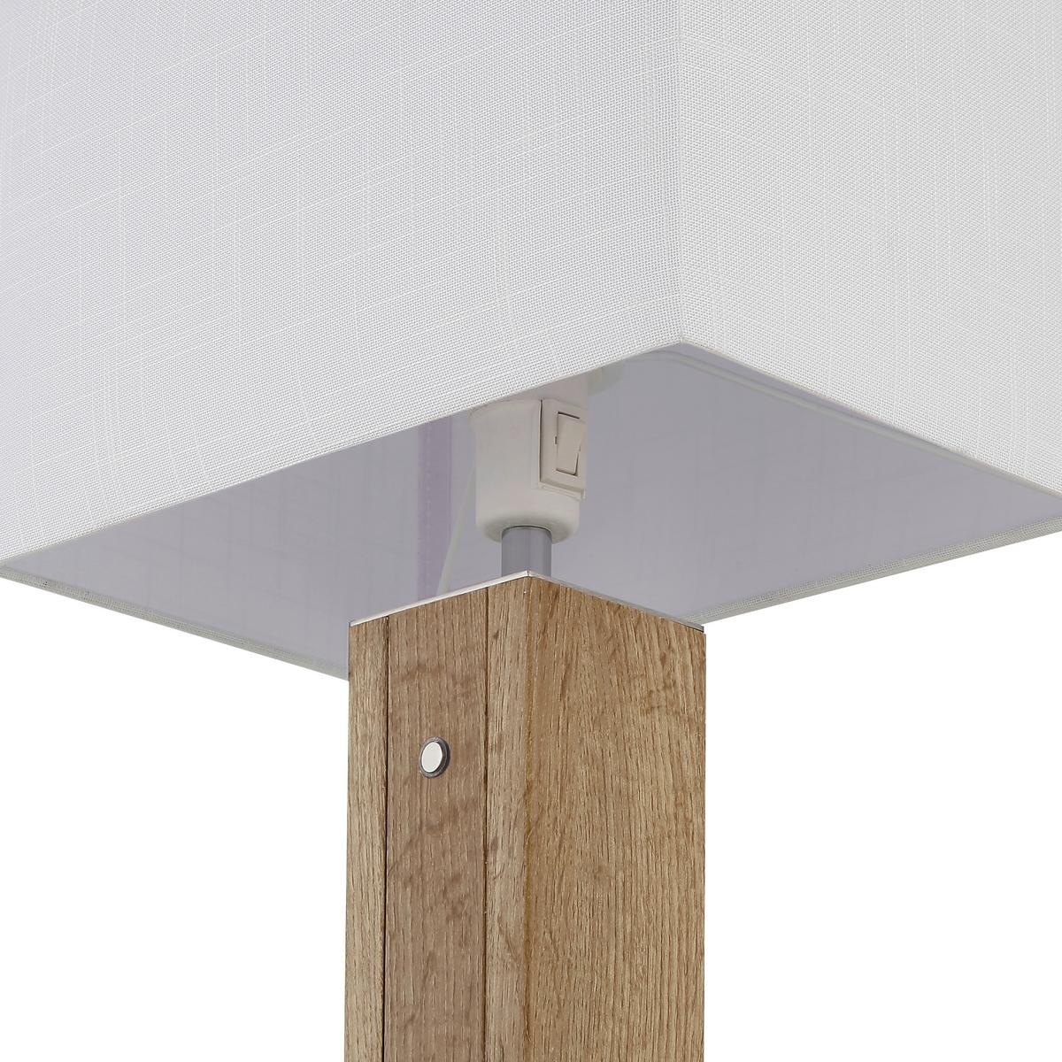 Tischleuchte Weiß 230V LxBxH: ca. 30x20x56 cm - Chromfarben/Transparent, Design, Holzwerkstoff/Kunststoff (30/20/56cm) - Globo