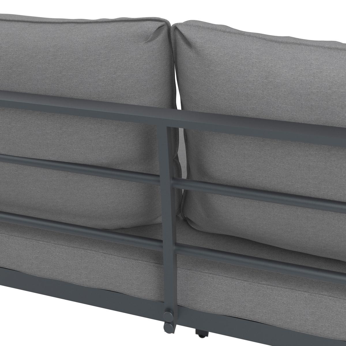 Záhradná sedacia súprava SALLIE - čierna/sivá, Modern, kov/drevo (205/76,5/152cm) - Bessagi Garden