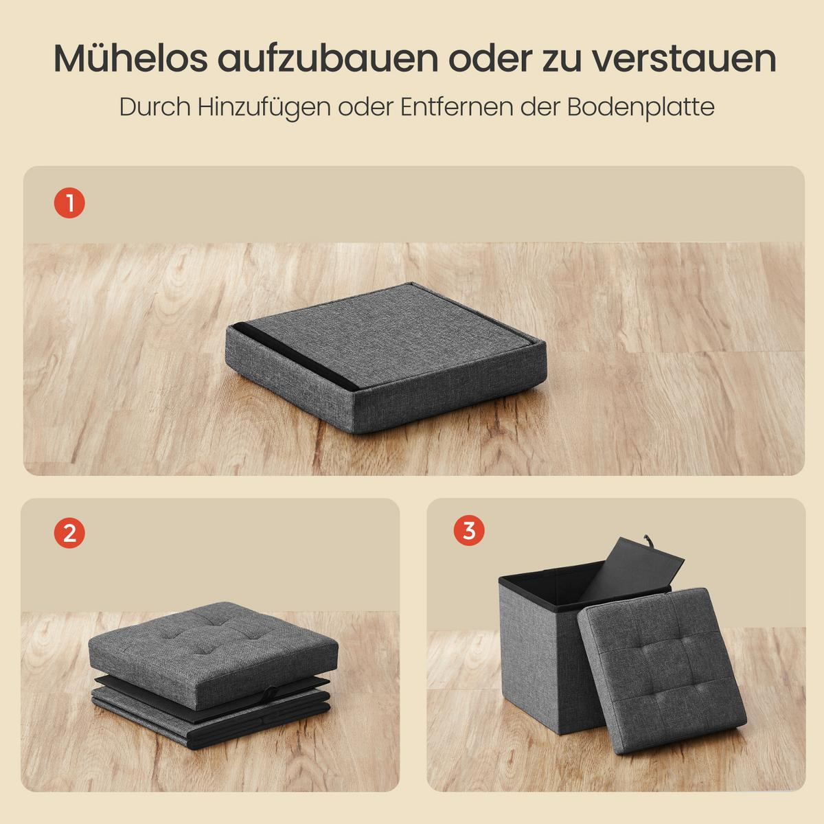 Sitzbox Dunkelgrau B: 30 cm - Dunkelgrau, Basics, Holzwerkstoff/Textil (30/30/30cm)