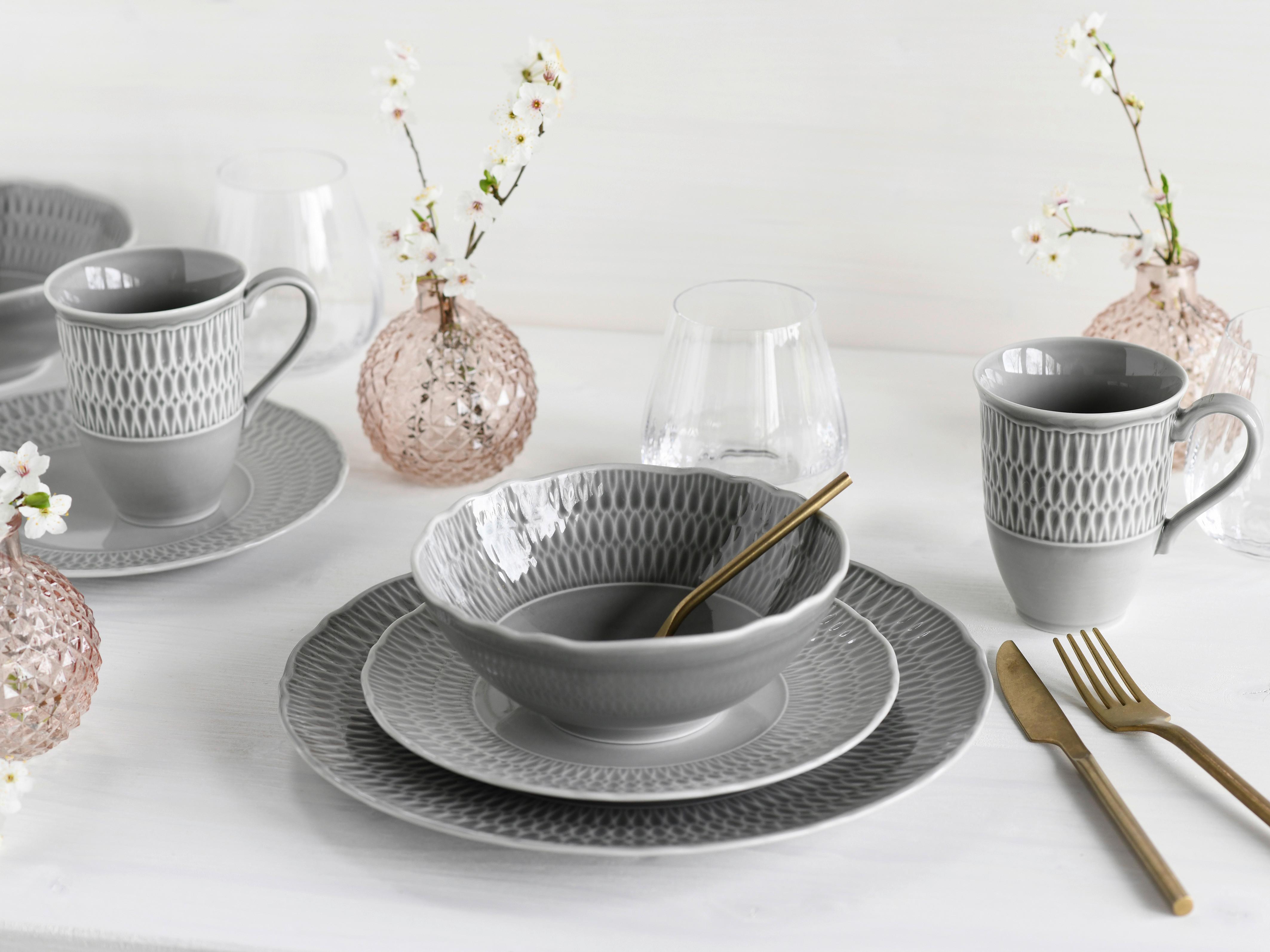 Kombiservice Sofia Keramik 2 Personen Geschirr Set Grau - Grau, Trend, Keramik (39,5/43/37cm) - Creatable