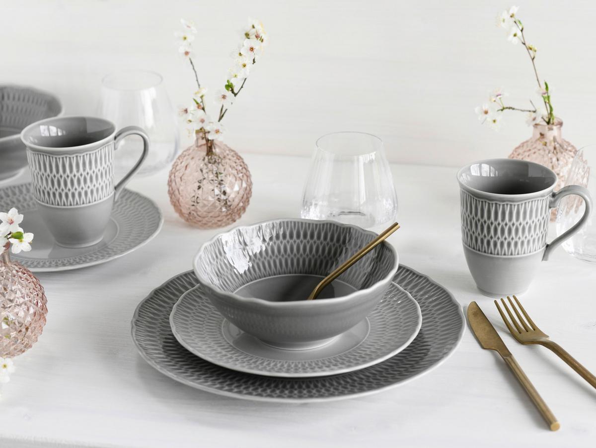 Kombiservice Sofia Keramik 2 Personen Geschirr Set Grau - Grau, Trend, Keramik (39,5/43/37cm) - Creatable