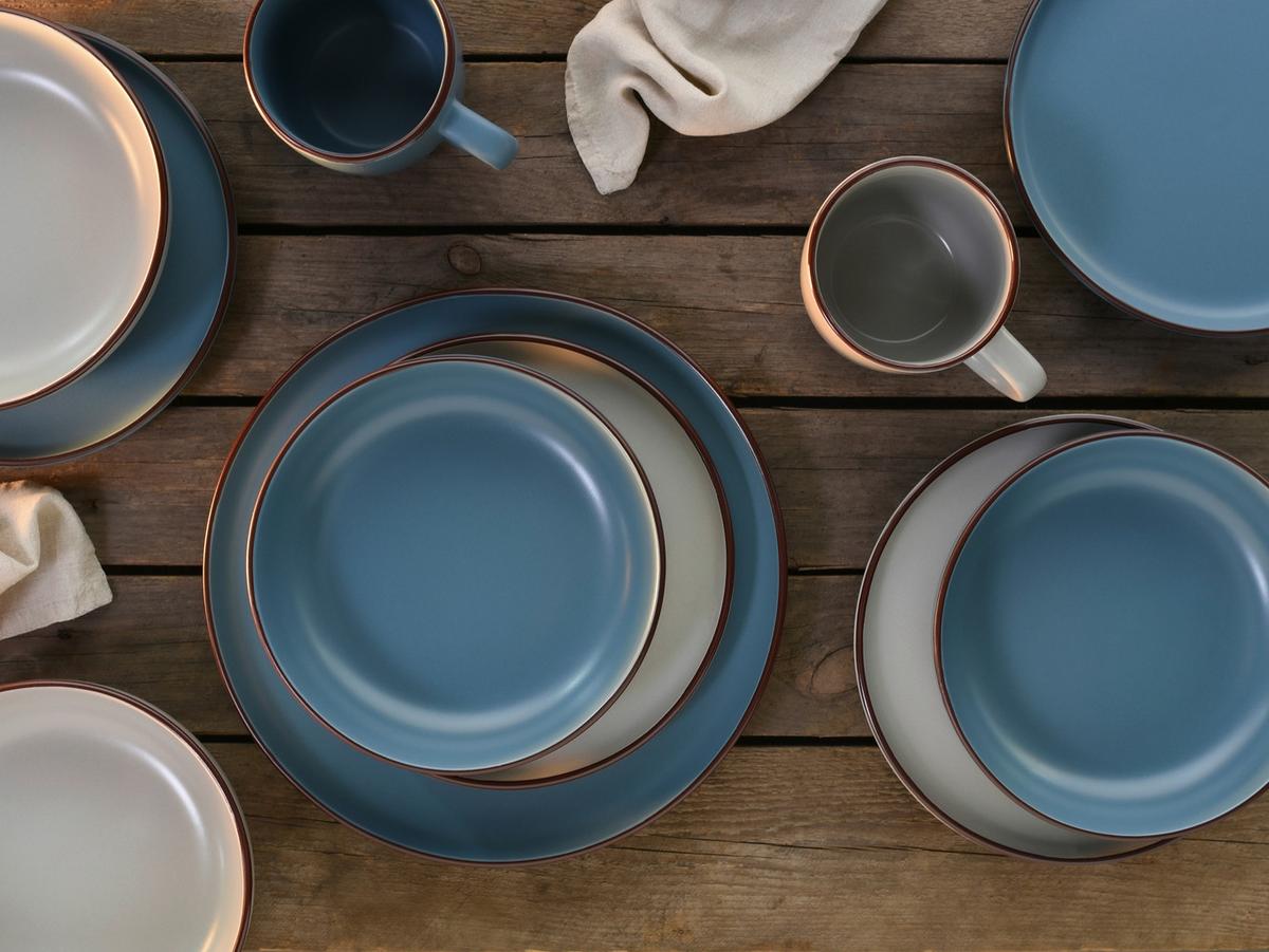 Kombinovaná souprava 16- dílna - modrá/béžová, Basics, keramika (29,5/28,5/28cm) - Creatable