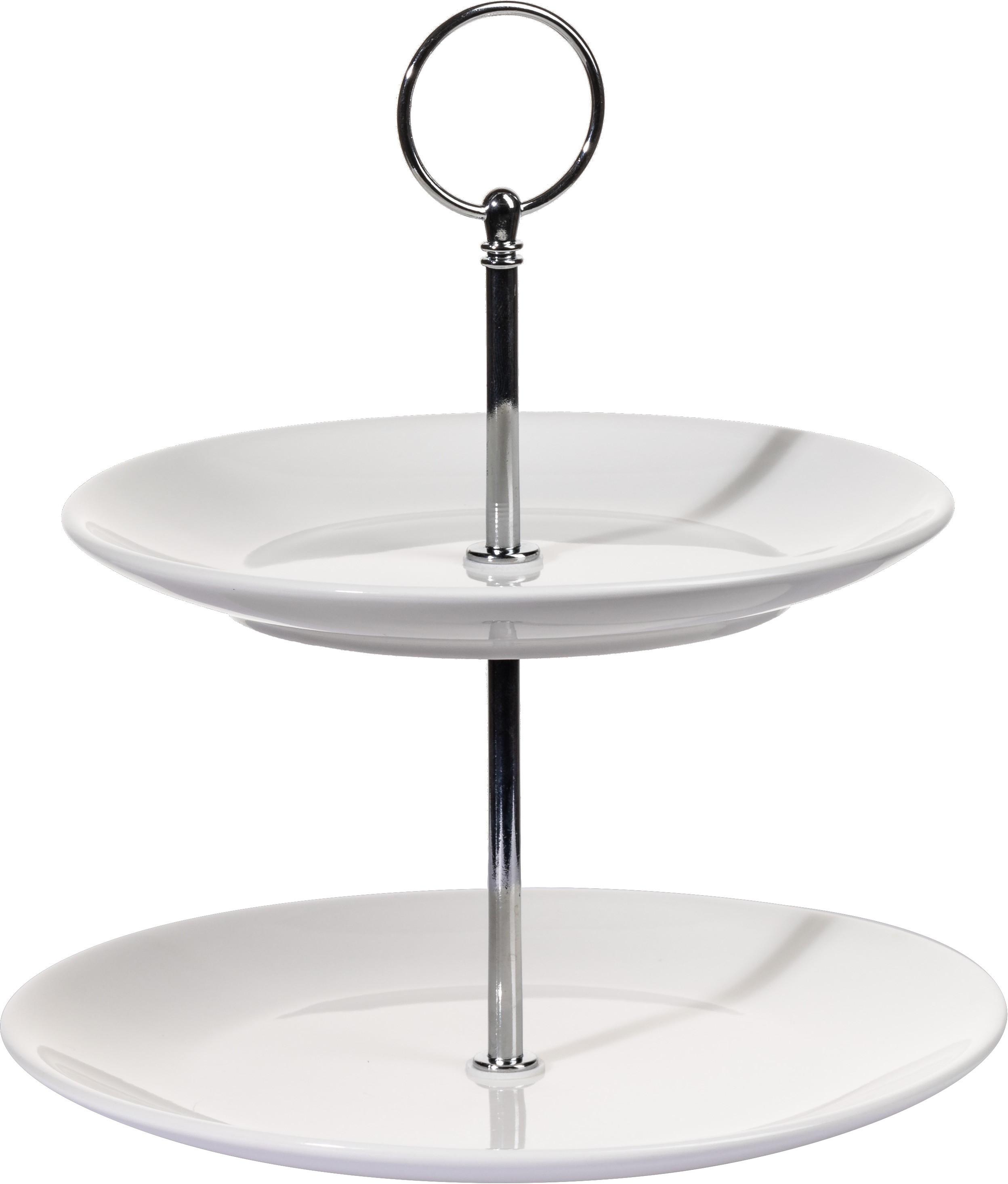 Kínálótál 2-szintes - Fehér, Kerámia