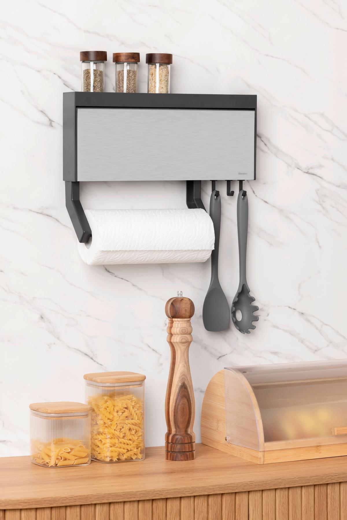 Küchenrollenhalter Mona - Schwarz, Basics, Kunststoff/Metall (38/6/17cm) - Metaltex