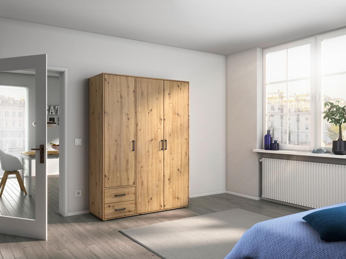 Drehtürenschrank Mit Spiegel 140 Cm Voyager Eiche Artisan - Eiche Artisan, MODERN, Holzwerkstoff (140/194/53cm) - Rauch Möbel