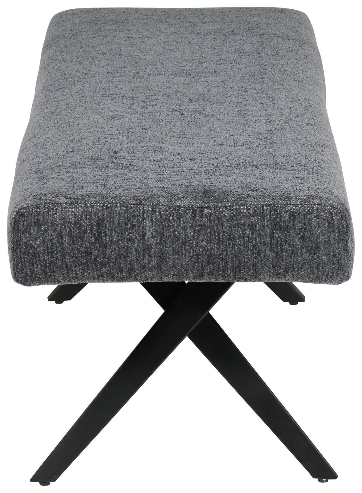 Sitzbank Chios Leinenoptik Grau, B: 140 Cm - Dunkelgrau/Schwarz, KONVENTIONELL, Textil/Metall (140/49/47cm) - MID.YOU