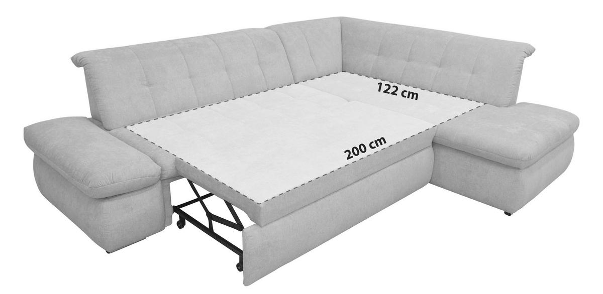 Ecksofa Mit Schlaffunktion Moric Dunkelblau Mikrofaser - Chromfarben/Dunkelblau, KONVENTIONELL, Textil (273/216cm) - MID.YOU