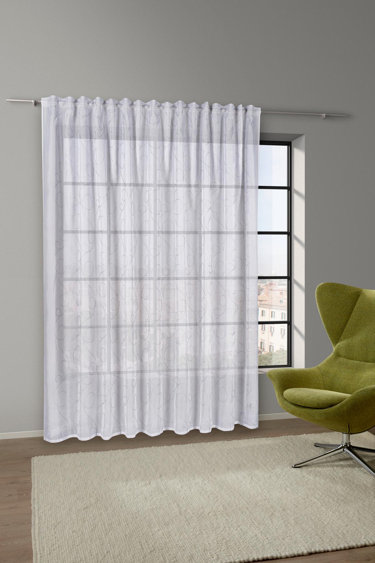 Kusová záclona Marion Store 3, 300/255cm - biela/antracitová, Modern, textil (300/255cm) - Modern Living