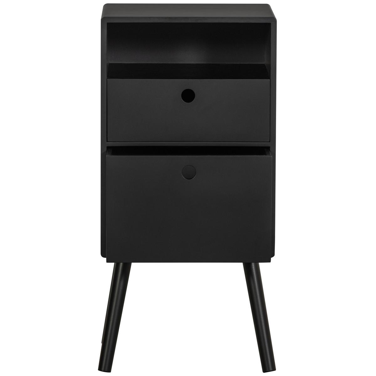 Nachttisch Ozzy, Schwarz B: 36 Cm - Schwarz, Design, Holzwerkstoff (36/30/75cm) - Livetastic