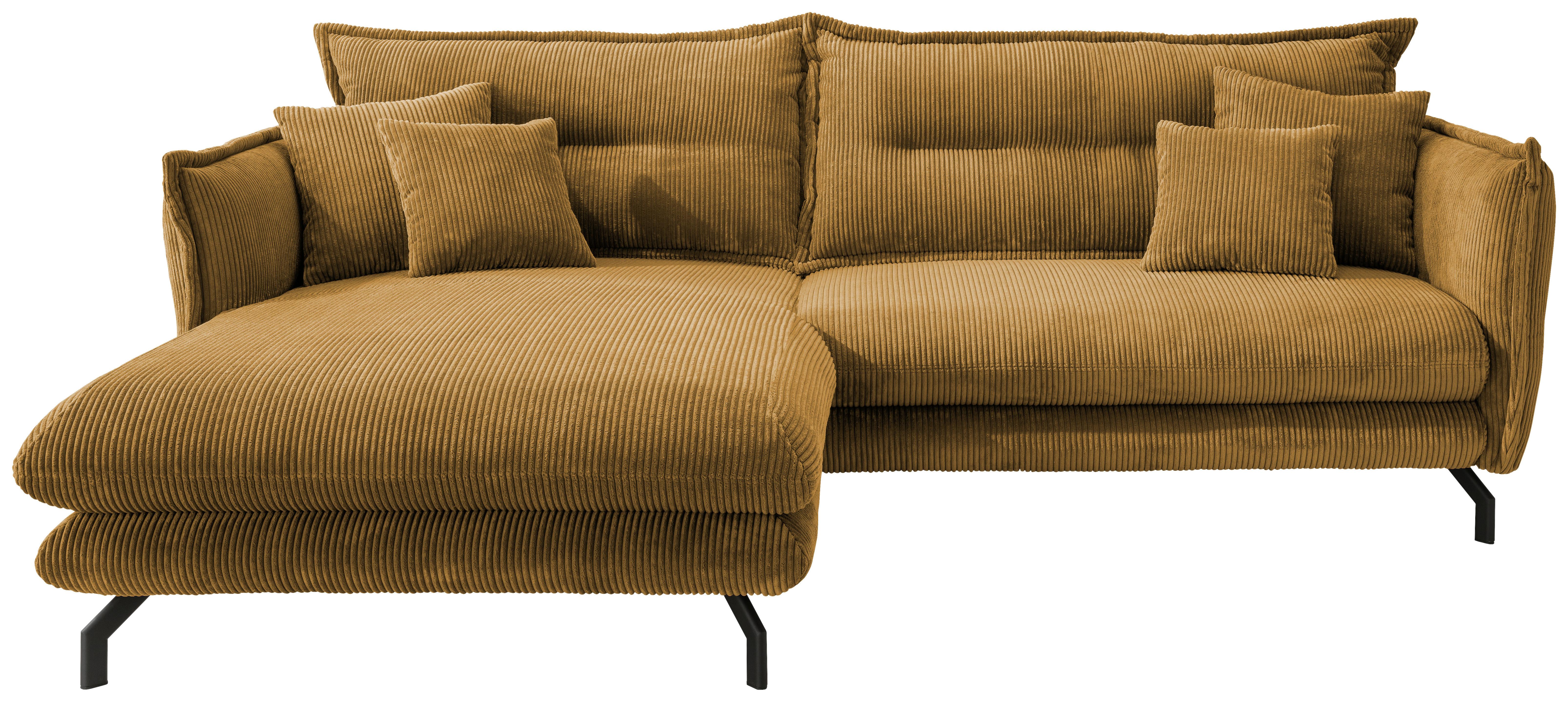Ecksofa Lava Goldfarben S: 180/255 cm - Goldfarben/Schwarz, MODERN, Textil (180/255cm) - Livetastic
