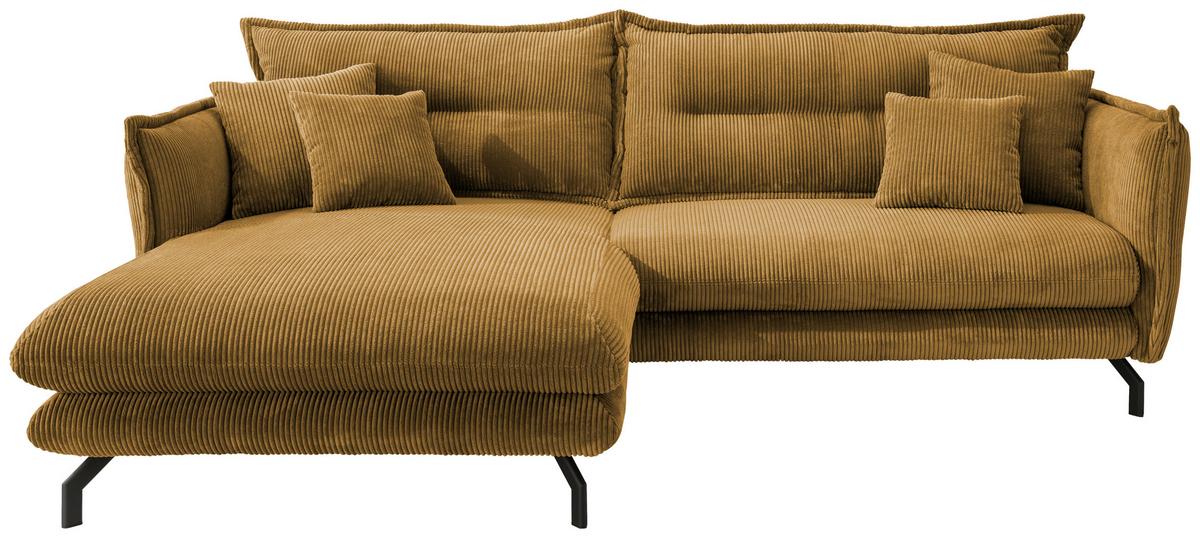 Ecksofa Lava Goldfarben S: 180/255 cm - Goldfarben/Schwarz, MODERN, Textil (180/255cm) - Livetastic