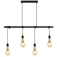 Hängeleuchte H: 120 Cm 4-Flammig - Messingfarben/Schwarz, Basics, Metall (100/6/120cm) - Globo