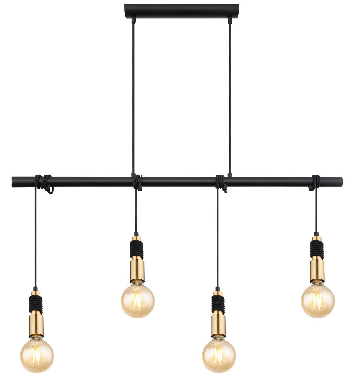 Hängeleuchte H: 120 Cm 4-Flammig - Messingfarben/Schwarz, Basics, Metall (100/6/120cm) - Globo