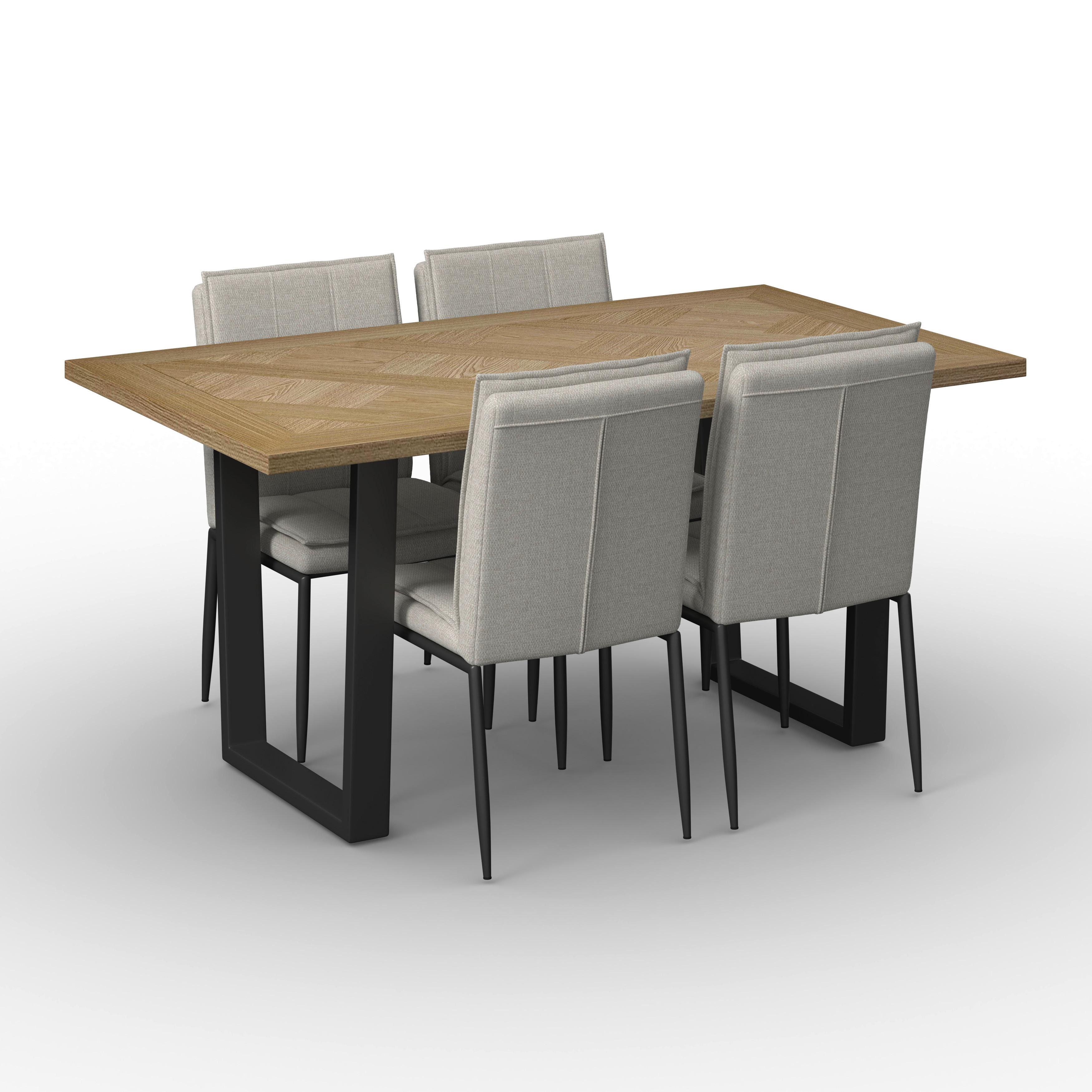 Jídelní set Abelia - černá/krémová, Moderní, kov/kompozitní dřevo - Bessagi Home