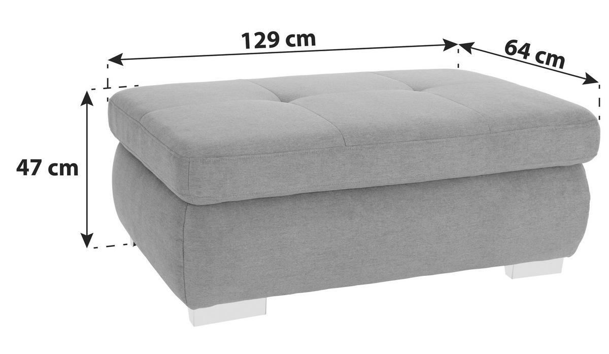 Hocker Mit Stauraum Webstoff Grau H: 64 Cm - Chromfarben/Grau, MODERN, Textil (129/47/64cm) - Luca Bessoni
