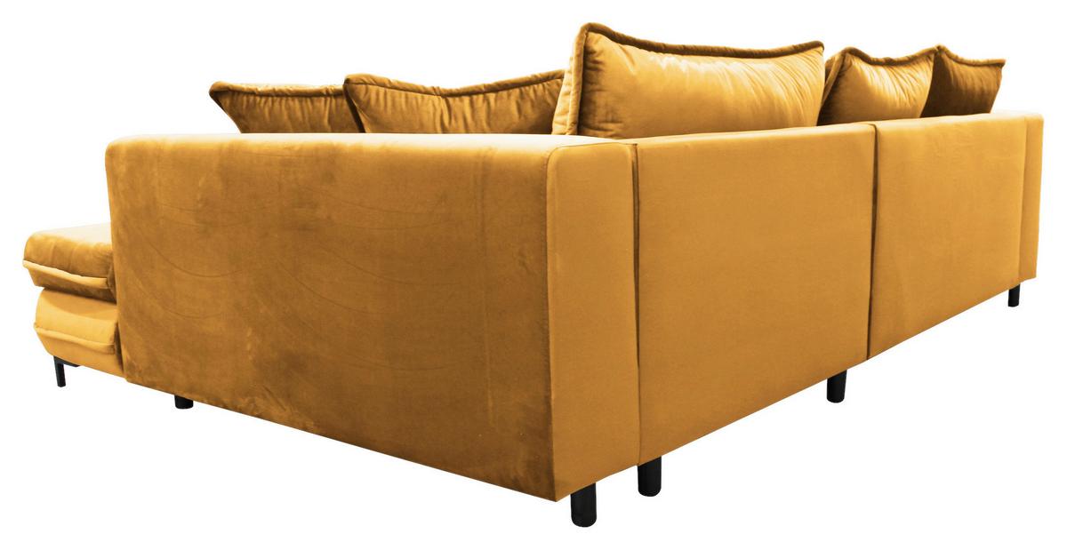 Eckschlafsofa Bello Gelb Mit Schlaffunktion Ottomane Rechts - Gelb/Schwarz, Design, Textil (277/187cm) - Livetastic