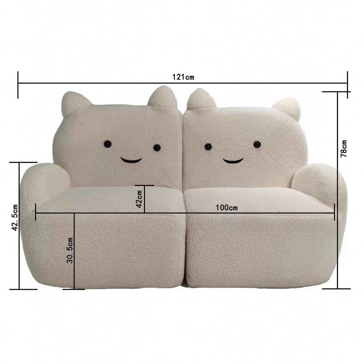 Pohovka KITTI, bílá tkanina TEDDY - bílá, Romantický / Rustikální, dřevo/textil (121/60/78cm) - Premium Living