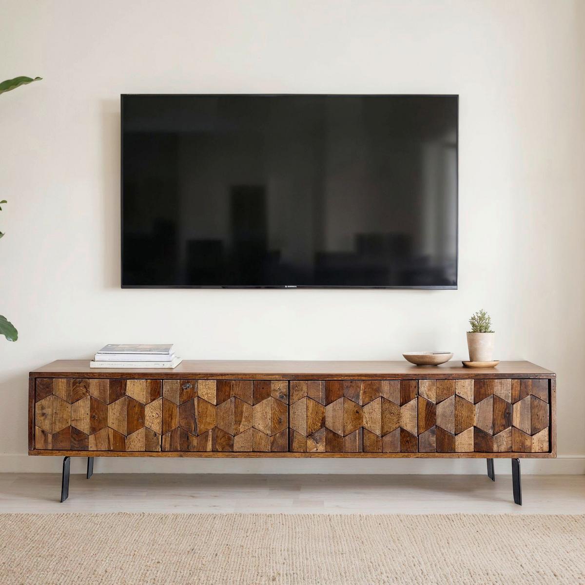 Lowboard Sheeshamfarben B: 160cm - Sheeshamfarben/Schwarz, Natur, Holz (160/40/35cm) - Livetastic