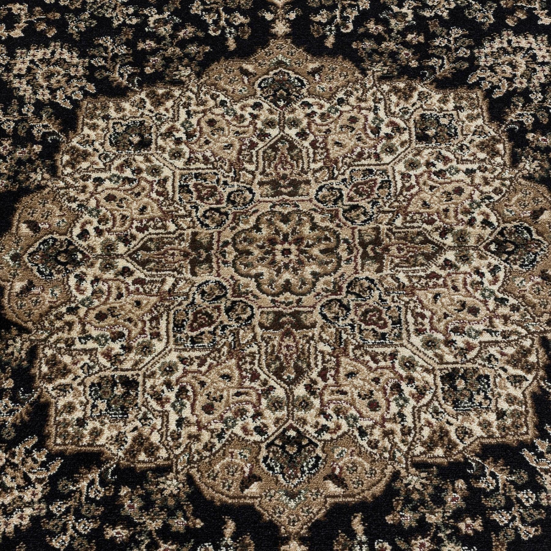Webteppich Kashmir Black Muster Detail
