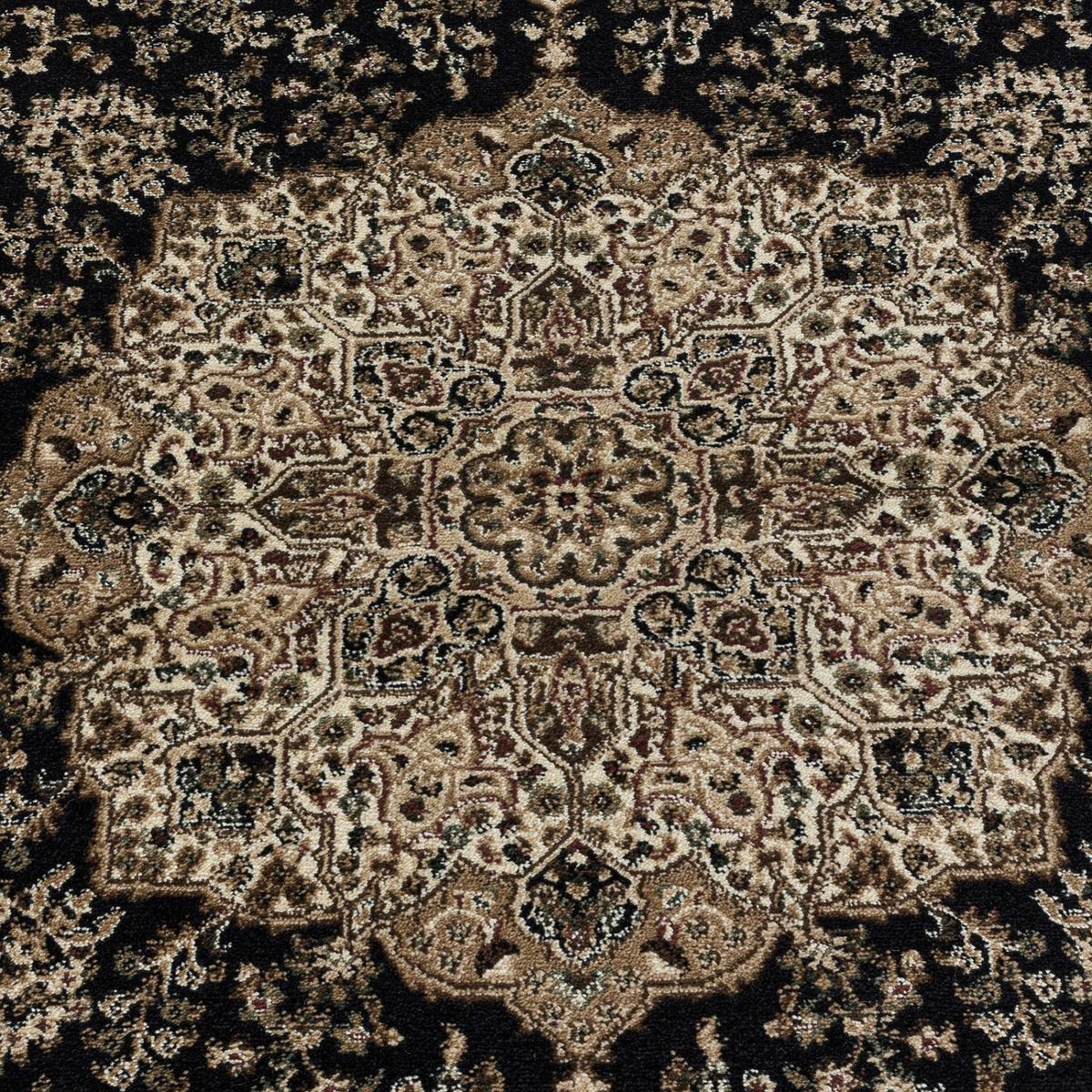 Orientalischer Webteppich Schwarz Kashmir 120x170 cm - Schwarz, LIFESTYLE, Textil (120/170cm)