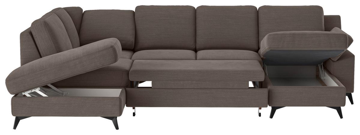 Wohnlandschaft Boom, Taupe 204x309x156 cm - Taupe/Schwarz, KONVENTIONELL, Textil (204/309/156cm) - Cotta