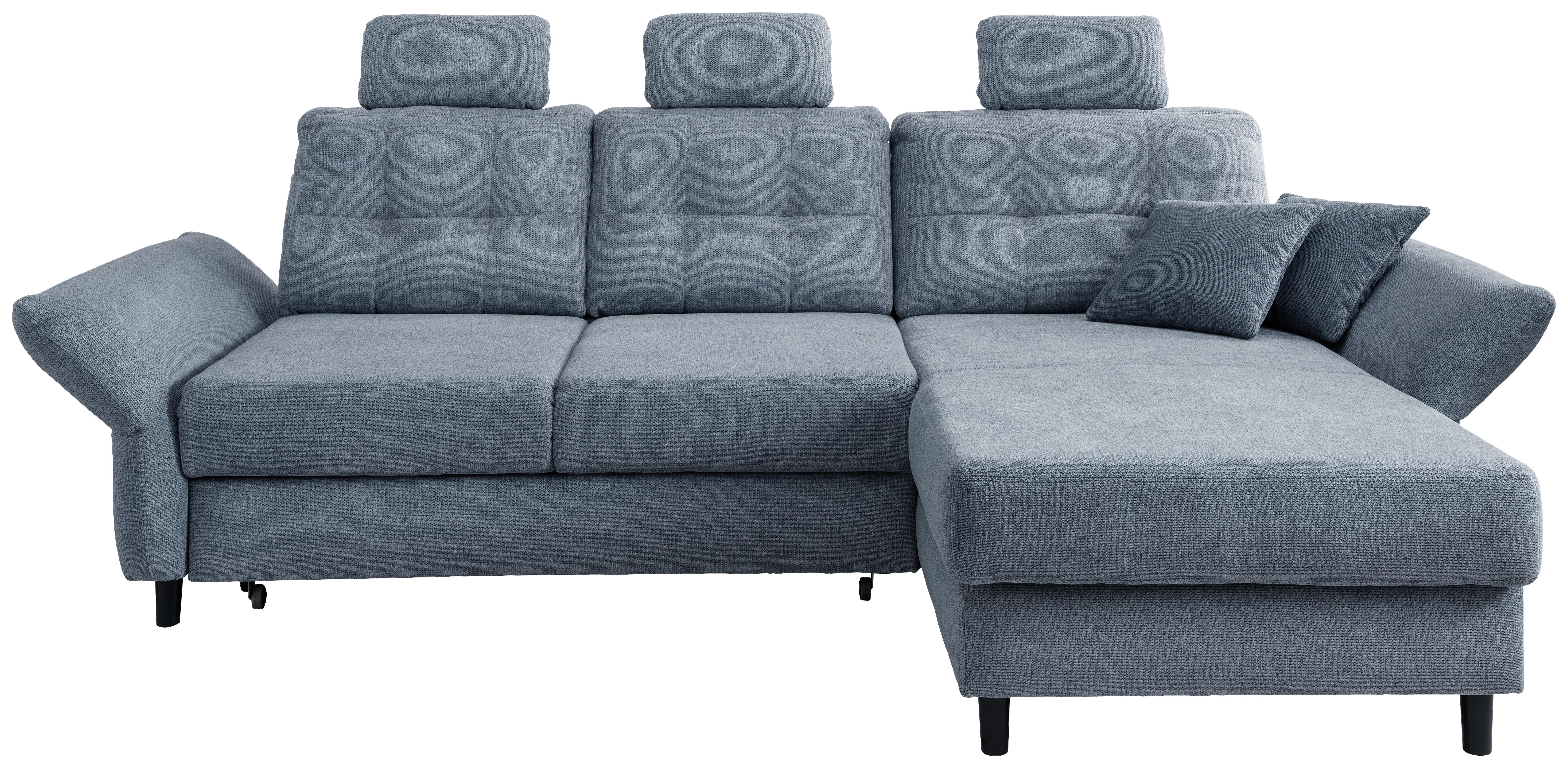 Ecksofa Brizzini Hellblau S: 250-280/176 cm - Blau/Silberfarben, MODERN, Holz/Textil (250-280/176cm) - Livetastic