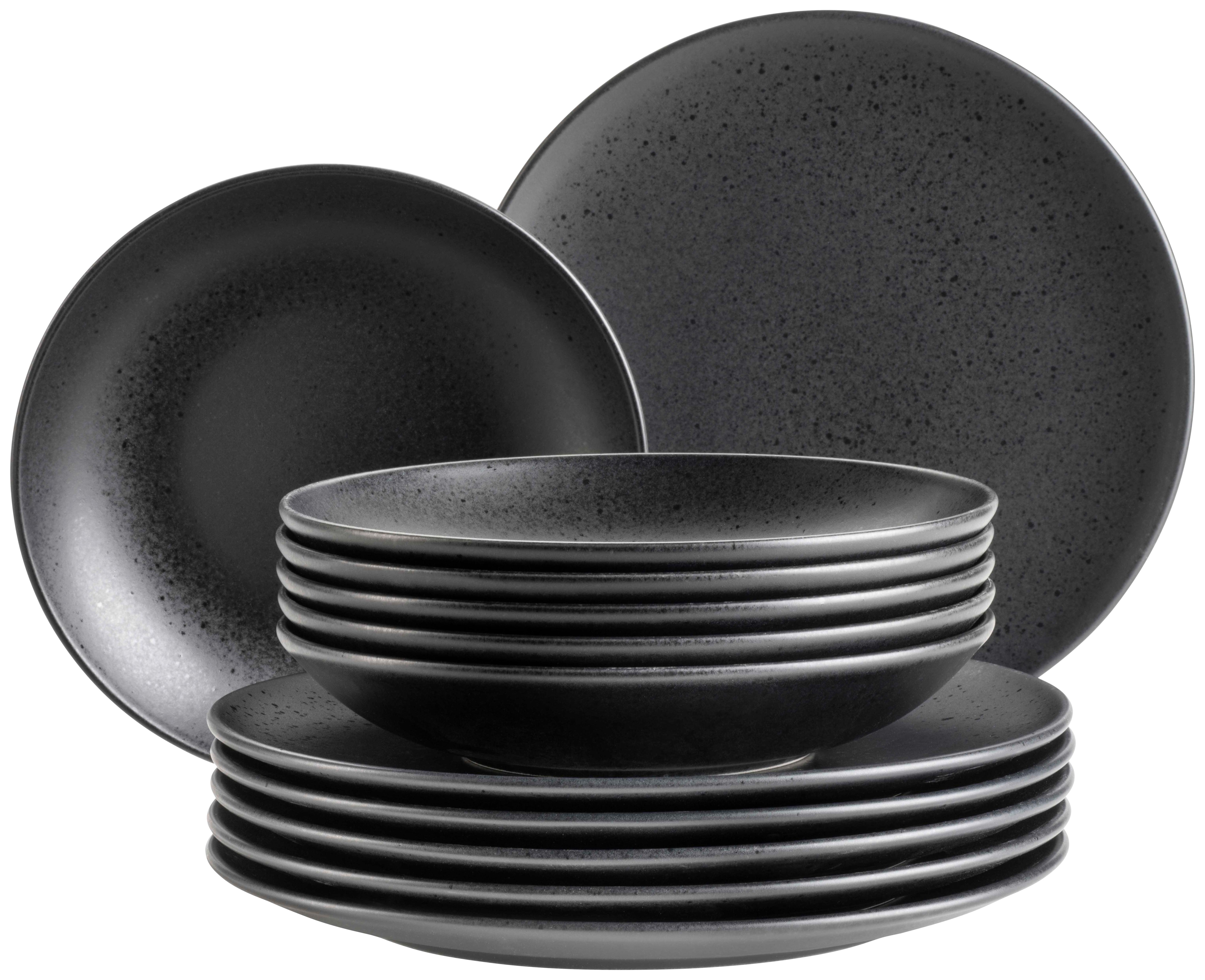 Tafelservice Essential Schwarz, 12-Teilig - Schwarz, Trend, Keramik - Mäser