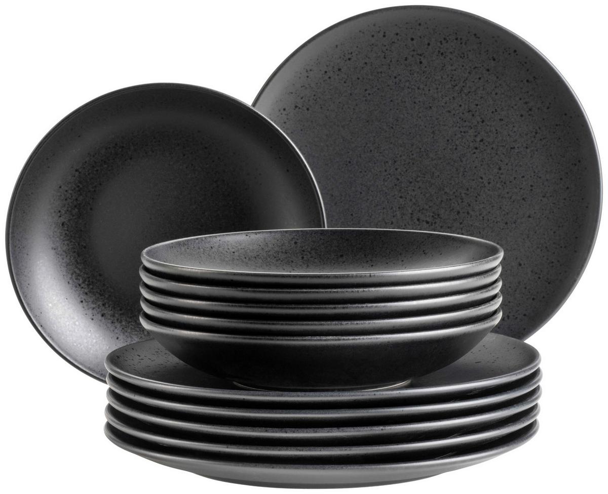 Tafelservice Essential Schwarz, 12-Teilig - Schwarz, Trend, Keramik - Mäser