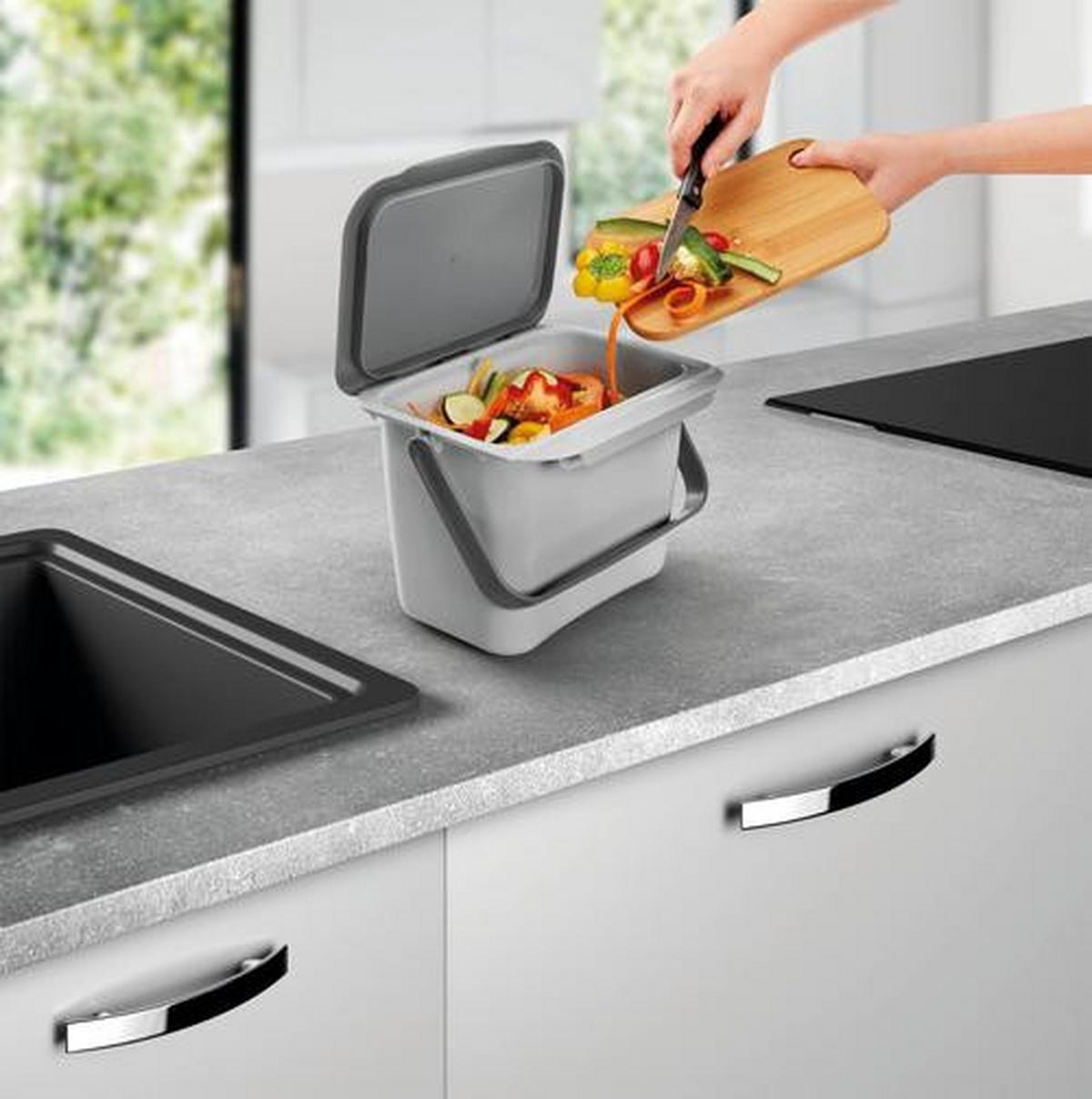 Abfallsammler Bin Tex 4 L Grau Zum Einklemmen BxHxT 25x20x19 cm - Grau, Basics, Kunststoff (25/20/19cm) - Metaltex