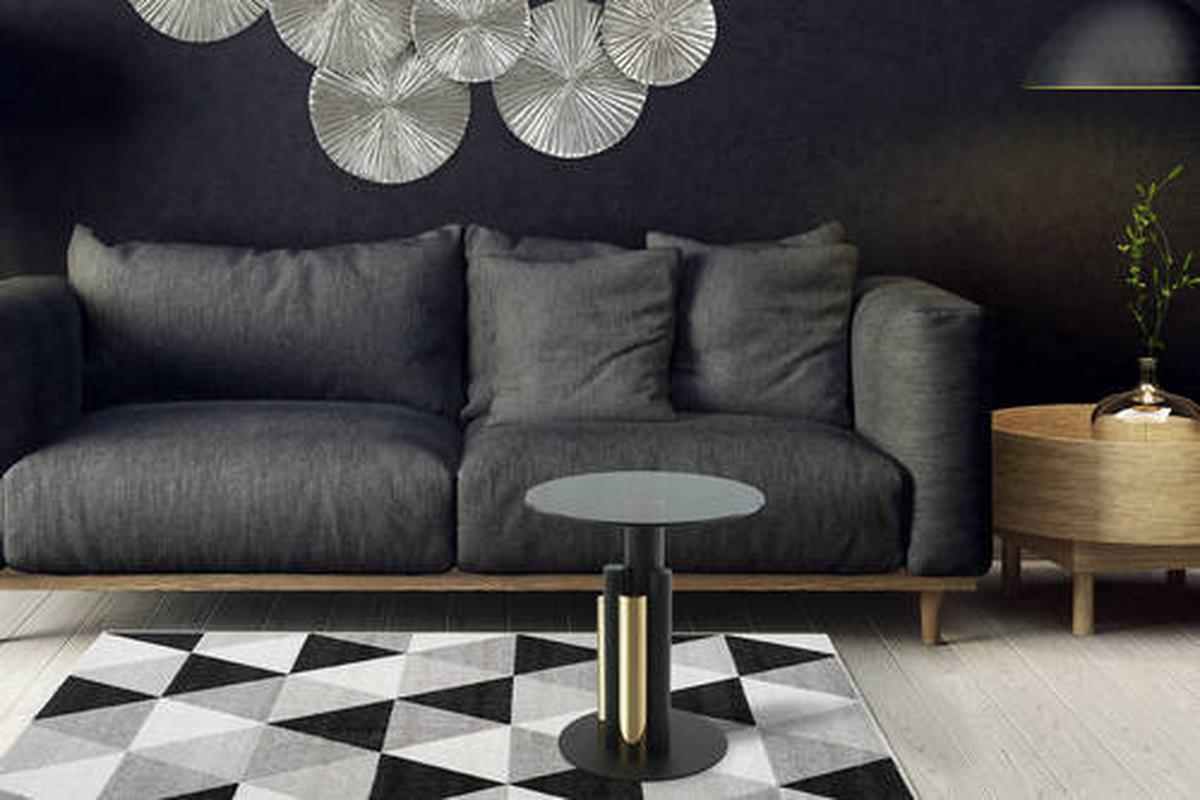 Beistelltisch mit Glasplatte Rund Ontario, Grau/Gold - Goldfarben/Grau, MODERN, Glas/Metall (46/46/52cm) - Kayoom