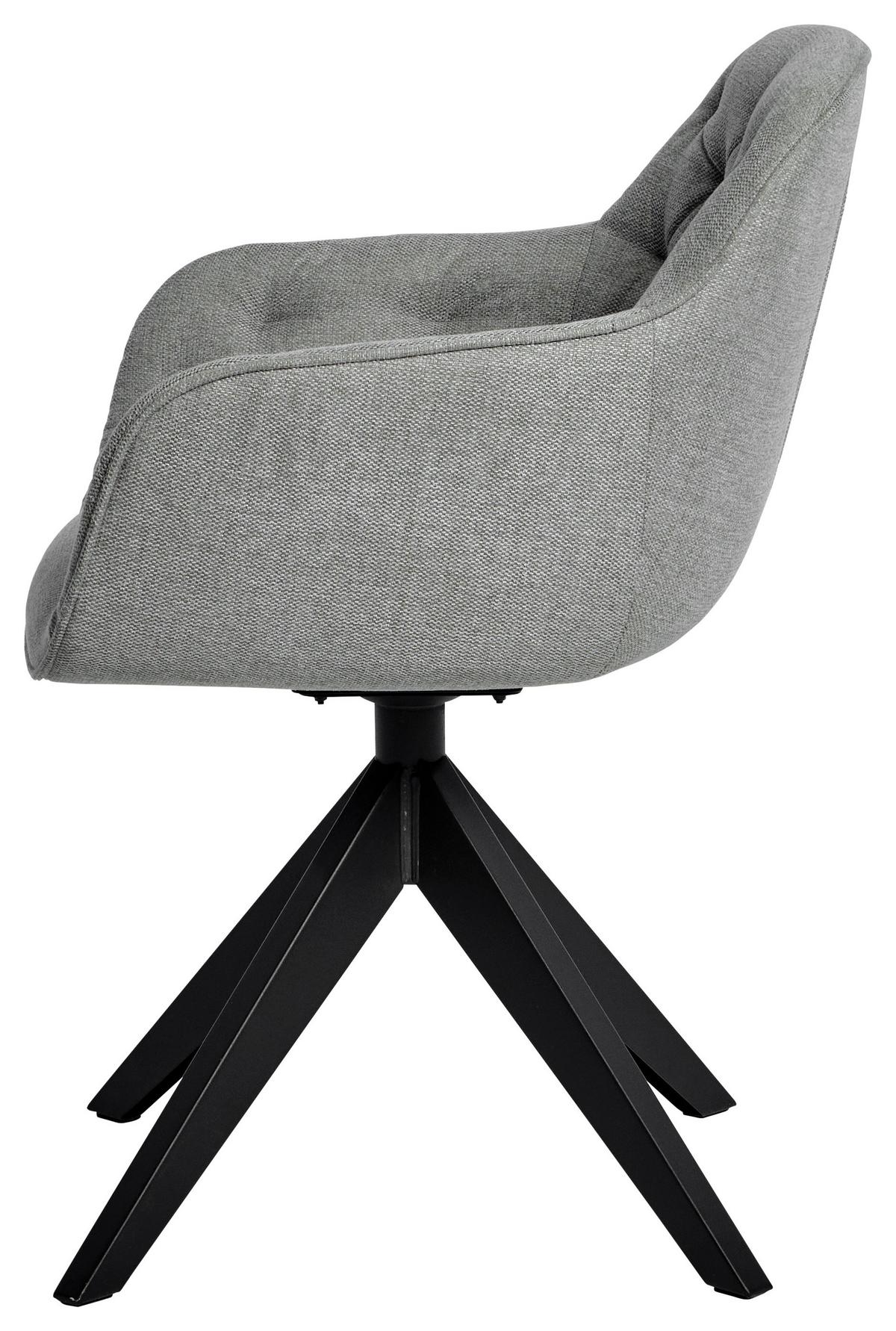 Armlehnstuhl Kensington Hellgrau/schwarz B: 57,5 Cm - Hellgrau/Schwarz, MODERN, Kunststoff/Textil (57,5/59,5/80,5cm) - Livetastic