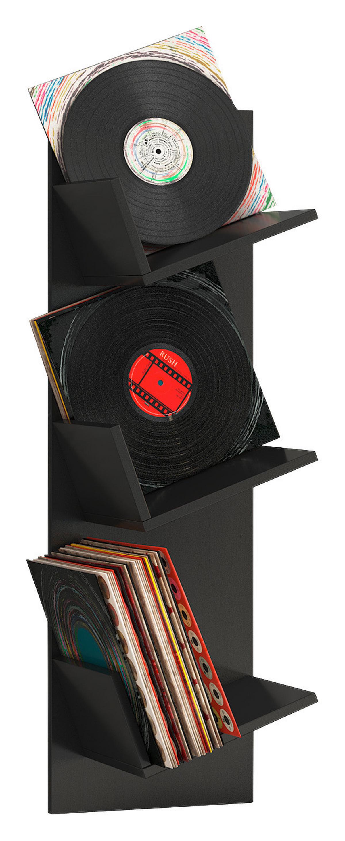 Schallplattenregal Sulda Schwarz B: 33 Cm - Schwarz, KONVENTIONELL, Holzwerkstoff (33/106,5/25,6cm) - MID.YOU