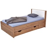 Bett Avensis New 90x200 Krafteiche Dunkel/Weiß - Eichefarben/Weiß, KONVENTIONELL, Holzwerkstoff (90/200cm) - Luca Bessoni