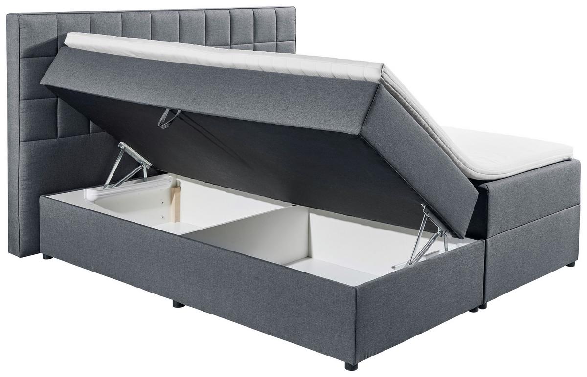 Boxspring postel ALASKA 180x200 cm antracit - antracitová, Basics, kompozitní dřevo/textil (180/200cm) - MID.YOU