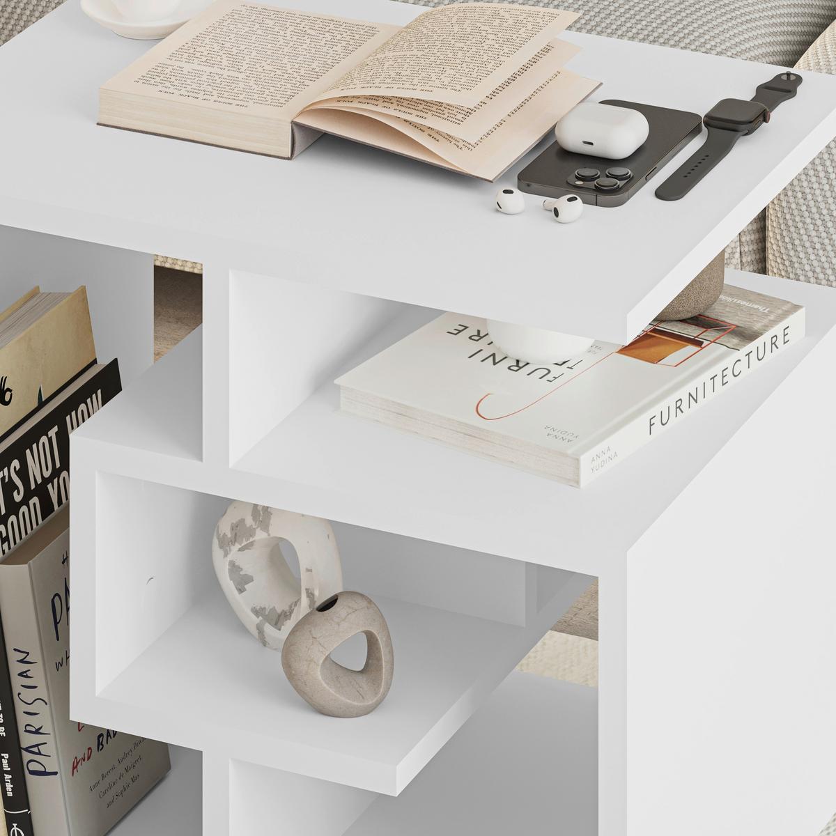 Couchtisch Labirent Weiß B: 40 cm - Weiß, Design, Holzwerkstoff (54/40/45cm) - Livetastic