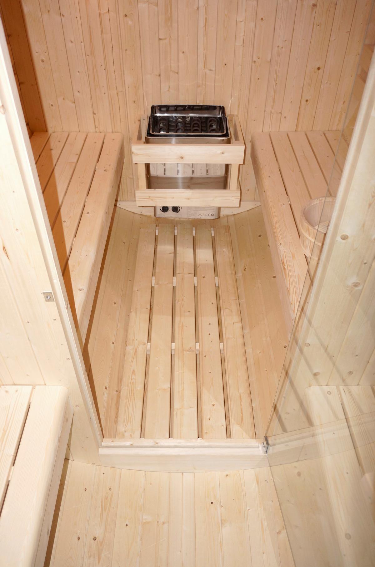 Saunafass Bergen Bergen Fichtefarben B: 189 Cm - Fichtefarben, KONVENTIONELL, Glas/Holz (194,8/220/191,5cm) - Sanotechnik